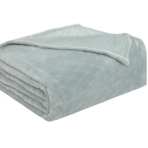 Twin Size Fleece Blanket Fuzzy Plush Throw 60" x 80" Microfiber Textured Gray - Picture 1 of 8