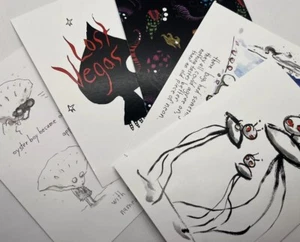 Lot 5 5x7" Tim Burton Las Vegas Neon Museum Lost Vegas Postcards 2020 Nevada - Picture 1 of 7