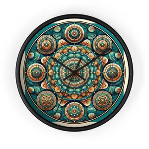 Home Decor Wall Clock Geometric Mandalas Vibrant Color Design - Picture 1 of 13