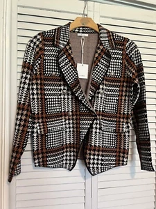 SIONI Women’s Size Small S Cardigan Blazer Sweater Jacket NEW Plaid Super Soft - Picture 1 of 9