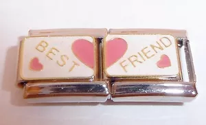 BEST FRIEND 9mm Dbl Italian Charm I Love my Friends fits Classic Bracelets N314 - Picture 1 of 5