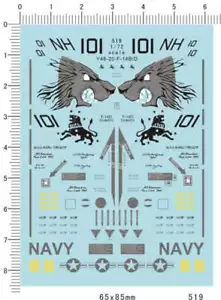 C.X. 1/72 USAF US VF-213 Black Lions F-14B F-14D Tomcat Fighter Model Decal 519 - Picture 1 of 1