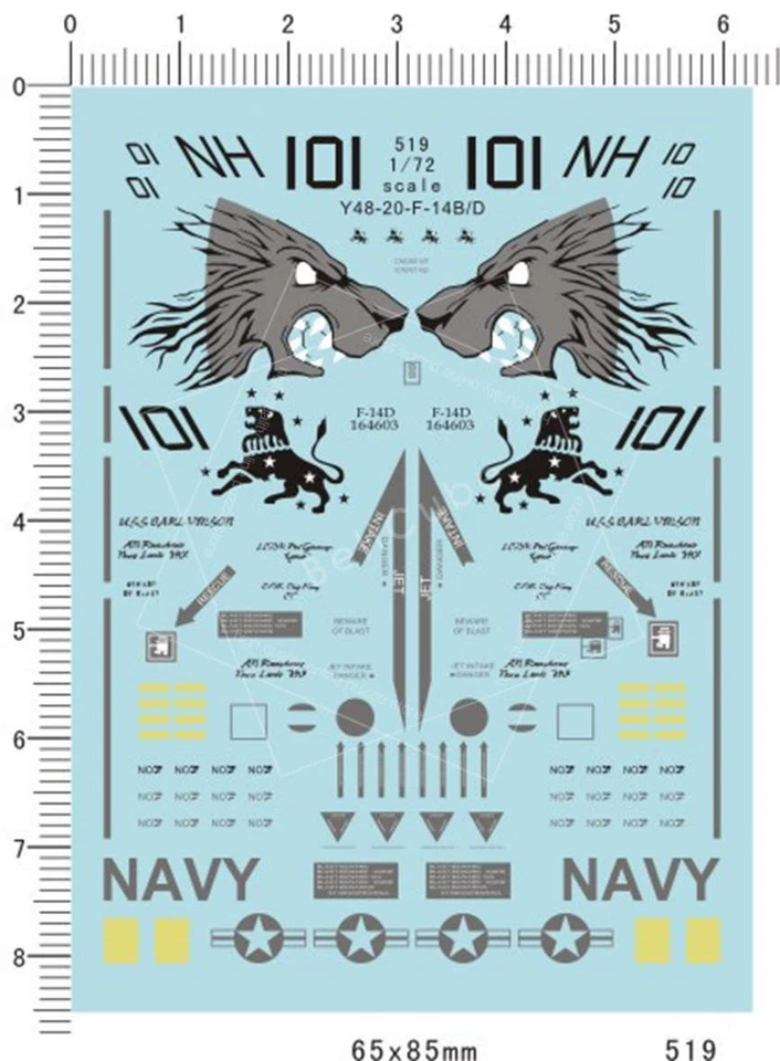 C.X. 1/72 USAF US VF-213 Black Lions F-14B F-14D Tomcat Fighter Model Decal 519 - Image 1 of 1