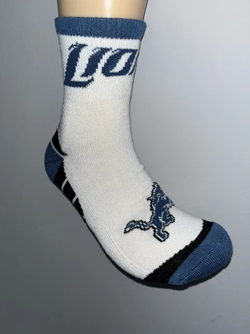 DETROIT LIONS NFL FOOTBALL LOGO WHITE MID CREW SOCKS MENS LARGE Cover