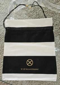 VIX Paula Hermanny Kordelzug Logo Staubbeutel 11,5"" x 14"" schwarz & weiß gestreift - Bild 1 von 4