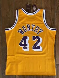 james worthy signed jersey Lakers mitchell ness swingman Steiner 2 Inscriptions - Picture 1 of 11