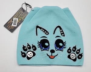 MARIV Kids Girls’ Wool Blend Sky Blue Kitty Applique Shape Hat Sz 4-7 Years NWT - Bild 1 von 2