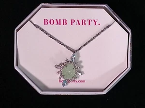 Bomb Party RBP4138- Druzy Ice DREAMS, Icy Mint Druzy & Aquamarine Cubic Zirconia - Picture 1 of 4
