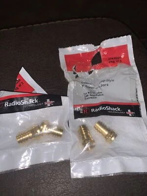4 Pc RG 59 RadioShack Crimp-On F-Connectors, 2 Pkgs Of 2, 278-0224, Gold Plated - Image 1 of 3
