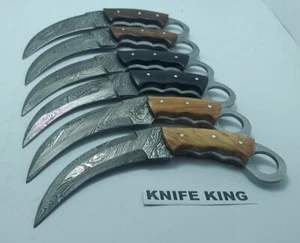 Custom Handmade Knife King's Damascus Steel Fire Karambits lot 6 pcs - Picture 1 of 10