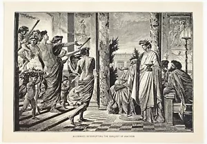 1903 Engraving ~ Alcibiades Interrupting The Banquet Of Agathon - Picture 1 of 1