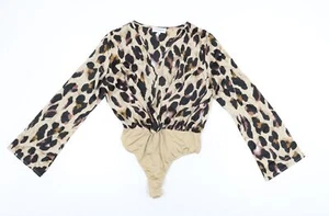 In the Style Womens Beige Animal Print Polyester Bodysuit One-Piece Size 10 Snap - Picture 1 of 10
