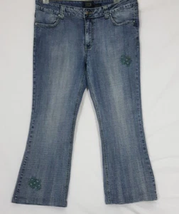 Pantalones de mezclilla para mujer Crest desgastados descoloridos azules relajados talla 14 - Imagen 1 de 6