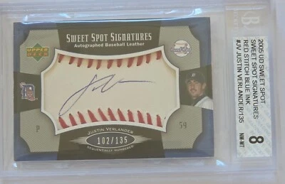 2005 Justin Verlander RC UD Sweet Spot Signatures 135 Rookie AUTO Beckett Grade8 - Image 1 of 3