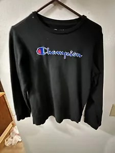 Champion Sweatshirt Youth XL Black Embroidered Classic Pullover Sweater - Picture 1 of 3