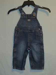 OshKosh B'Gosh Vestbak Overalls 12 Months Snap Crotch Carpenter Blue Denim - Picture 1 of 5