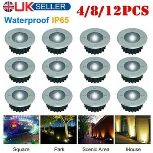 12PCS TAINLESS STEEL WHITE LED SOLAR POWERED WIRELESS GARDEN DECKING DECK LIGHTS - Picture 1 of 16