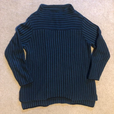 Habitat 100% Cotton Mock Neck Sweater Women's Size Large Black Blue Classic - Image 1 of 4