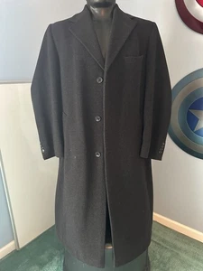 Vtg Chaps Ralph Lauren Black Wool & Cashmere Blend Trench Coat Sz 44L - Picture 1 of 3