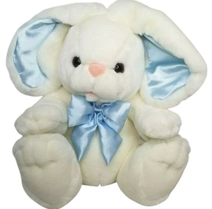 Commonwealth Plush Bunny Vintage White Rabbit 11" Stuffed Animal Cute Easter Bow - Picture 1 of 12