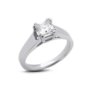 1.12ct D/SI1 Princess Natural Diamond Platinum Solitaire Engagement Ring - Picture 1 of 3