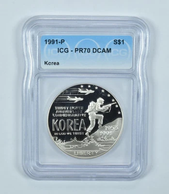 1991-P Korea Commemorative Silver Dollar PR70 DCAM ICG - Image 1 of 4