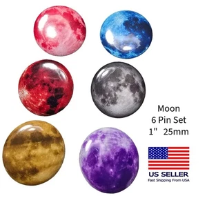 Moon Luna Full Moon Blue Moon Pink Moon Harvest Moon 1" Pin Anstecker Hut Pin 6 Stück - Bild 1 von 7