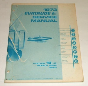 Evinrude 1973 18 hp Service Manual Omc Outboard 18hp Fastwin 18304 18305 Repair - Picture 1 of 6