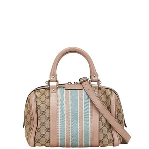 GUCCI GG Canvas Boston Bag Shoulder Bag 2WAY 269876 Pink Beige Canvas - Picture 1 of 10