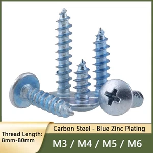 Large Flat Head Self Tapping Screw / Mushroom Head Phillips Screw Zinc Plated - Picture 1 of 8