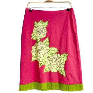 Basil & Maude Pink And Green Floral Skirt Size 6 Embroidered Flowers Ruffle - Picture 1 of 10