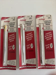 3 ganchos de ganchillo vintage Susan Bates Clipson con ahorro de puntada tamaños 2,3,6 - Imagen 1 de 5