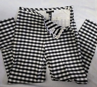 Pantalones al tobillo Talbots para mujer talla 8 negros blancos a cuadros guinga vacaciones de negocios nuevos con etiquetas Foto 1 de 4