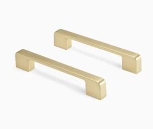 10 Pack Brushed Gold Solid Cabinet Handles 5 Inch Hole Centers Drawer Pulls - Picture 1 of 8
