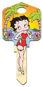 Llavero en blanco para Kwikset KW1 KW10 KW11 SupeR CutE BETTY BOOP ISLA TROPICAL - Imagen 1 de 1