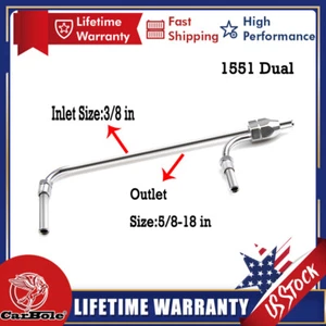 Gas Fuel Line Chrome Dual Outlet 5/8-18 Inch Kit 3/8" Single Inlet Double Pumper - Bild 1 von 8