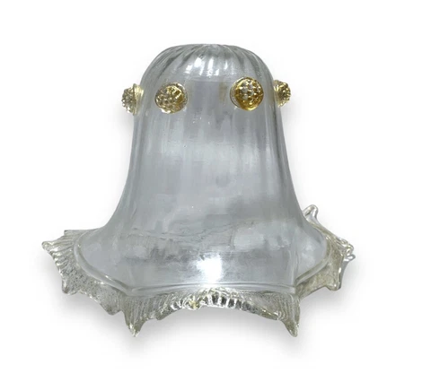 VINTAGE Murano Venetian Chandelier Flower Glass Shade Clear Glass Replacement 6” Cover