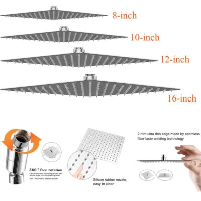 Duschkopf Edelstahl Kopfbrause Regendusche Regenbrause Brausekopf Duscharm V304+ - Bild 1 von 4