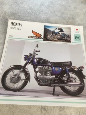 Honda CB450 MK2 1969 CB 450 MKII Tarjeta Moto Colección Atlas Japón - Imagen 1 de 2