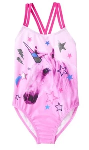 NWT Gymboree Girl Swim Shop Bright Rose Unicorn 1-Pice Swimsuit 5 6 7 8 10 12 14 - Picture 1 of 5