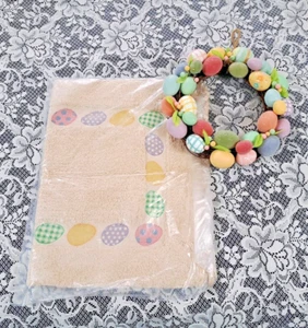 Easter Holiday Rug 30”x 20” Spring Decor Tufted Rug New / 12" Easter Egg Wreath - Imagen 1 de 10