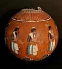 VINTAGE SOUTHWESTERN PUEBLO LONG-HAIRED KACHINA PAINTED GOURD,EXCELENT CONDITION