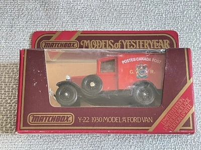 1984 MATCHBOX MODELS OF YESTERYEAR 1:40 Y-22 POSTES CANADA 1930 MODEL A FORD VAN - Image 1 of 2
