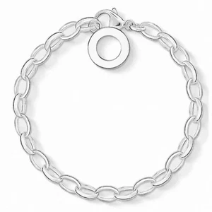 WOMENS CHARM BRACELET RHODIUM PLATED SILVER LENGTH 19CM - Picture 1 of 1