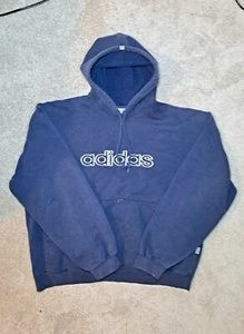 Sudadera con Capucha Pullover Vintage Y2K Adidas Azul Logotipo Central Talla L - Imagen 1 de 9