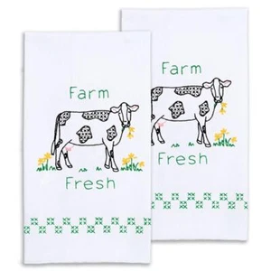 Kit de toallas de mano bordadas estampadas de vaca fresca hágalo usted mismo Jack Dempsey Farm - Imagen 1 de 2