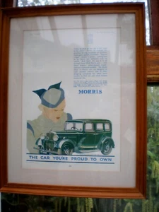 MORRIS CAR ADVERT from THE TATLER November 24th 1933. Framed - Picture 1 of 1