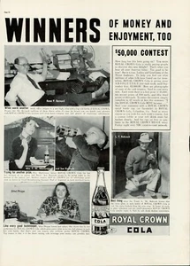 1938 Royal Crown Cola Winners $50,000 Contest Enjoyment Paying Vintage Print Ad - Picture 1 of 8