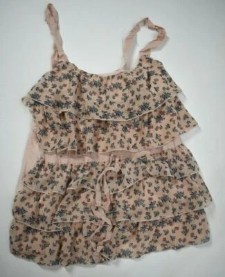 Lauren Conrad Womens Spaghetti Straps Floral Print Tiered Ruffle Top Blouse S - Image 1 of 4