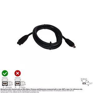 Cable Firewire IEEE 1394 1394B BETA 9-Pin 1394A 4-Pin Black 6FT #144010 - Picture 1 of 2
